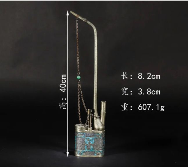 《佛字花卉紋、青銅水煙袋》